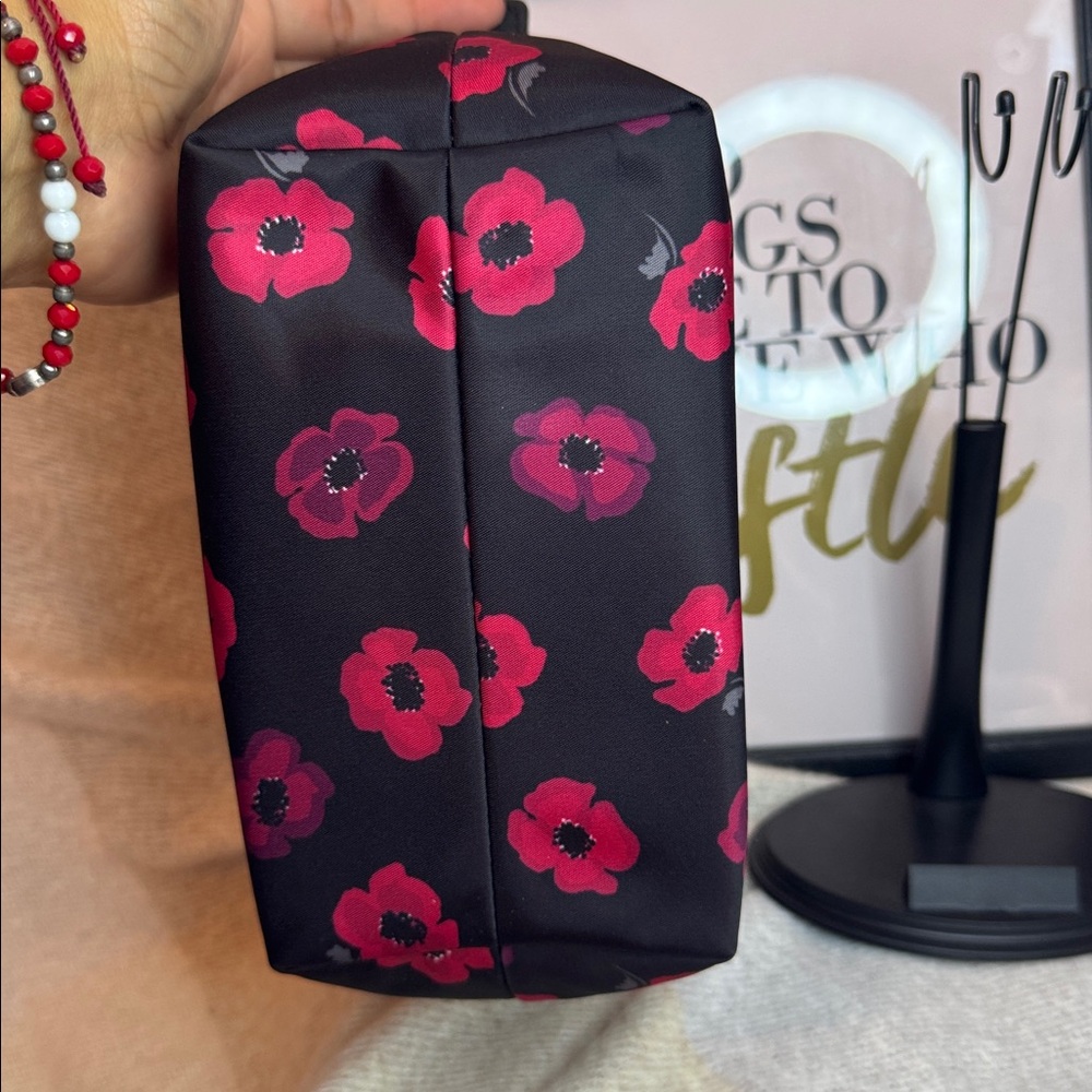 Kate Spade Black and Pink Floral Cosmetic Bag - Picture 4 of 5